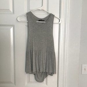 ‼️ Final Touch Grey Exposed Back Peplum Swing Top
